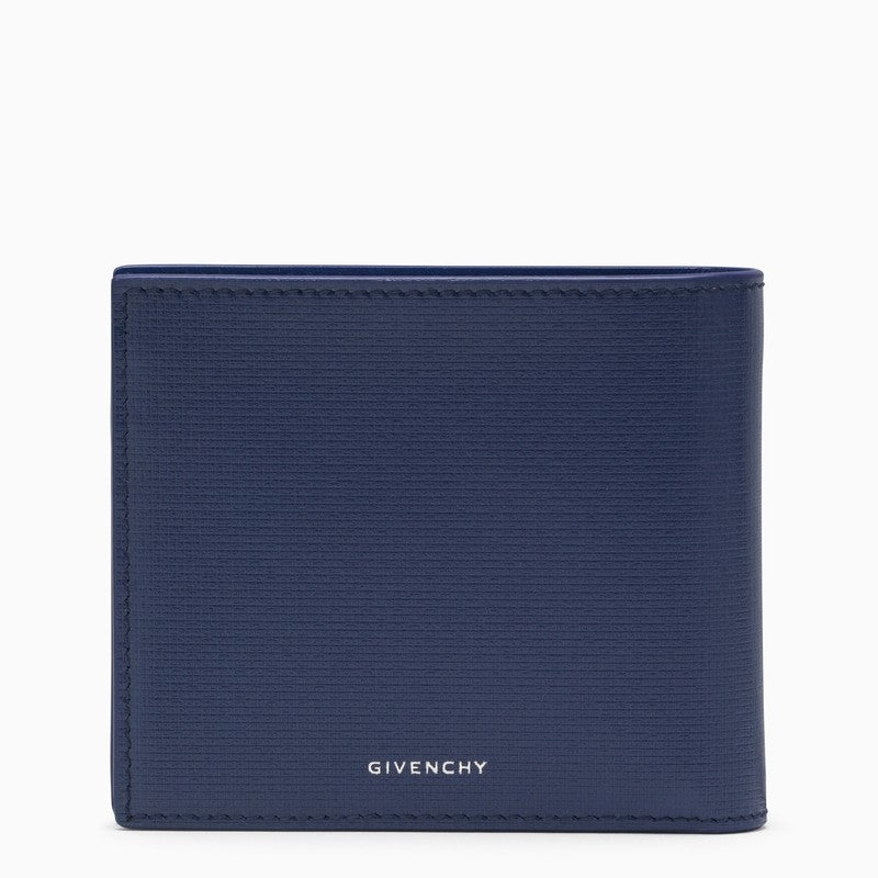 Cobalt blue bi-fold wallet with logo