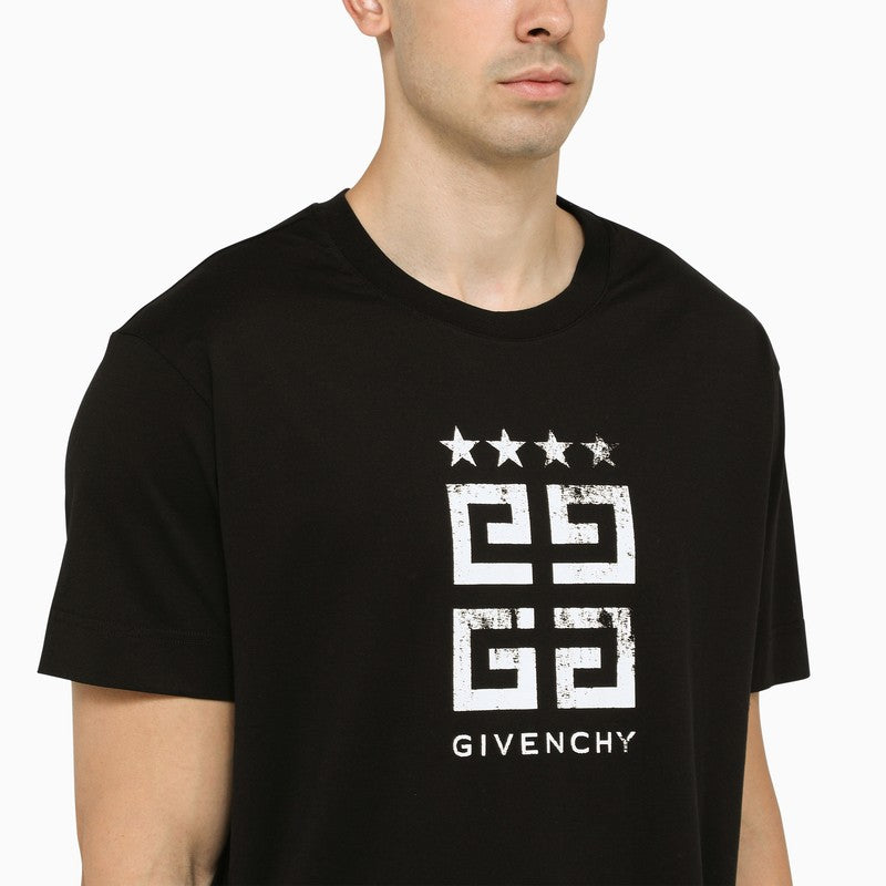 4G black crew-neck T-shirt