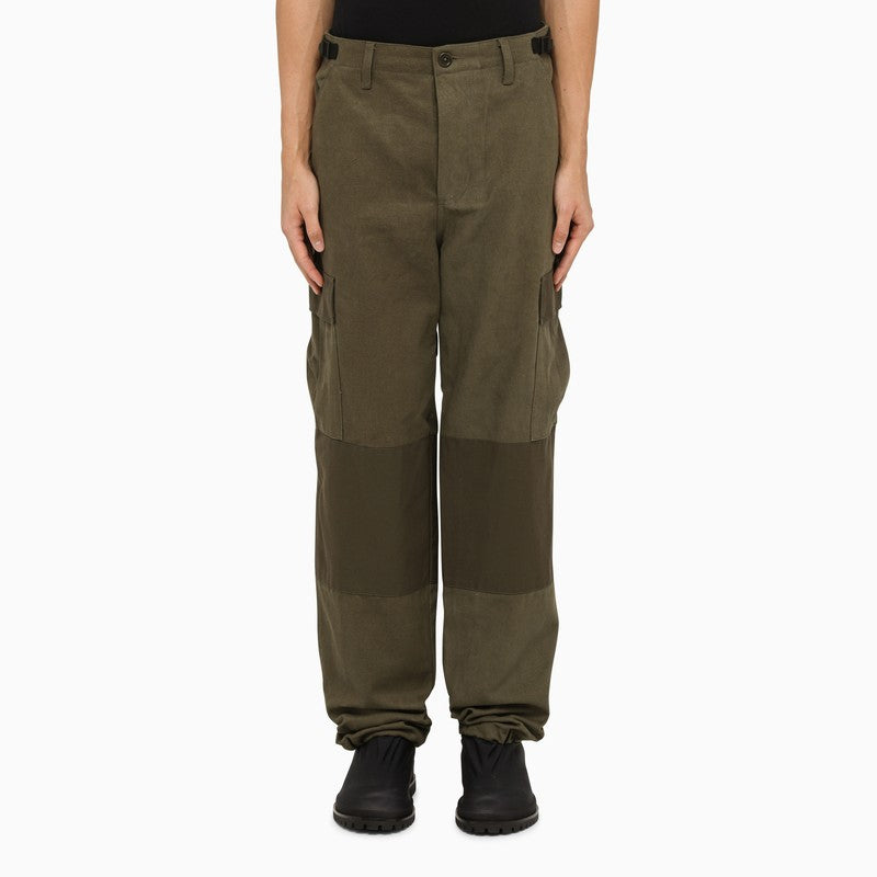 Khaki canvas cargo trousers