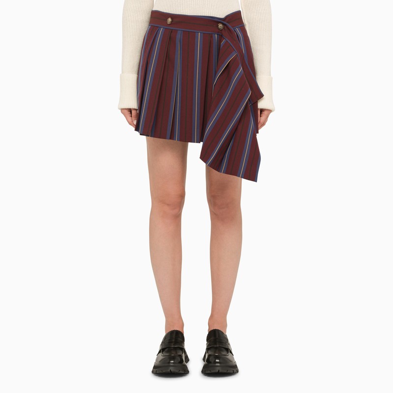 Burgundy striped asymmetrical skirt