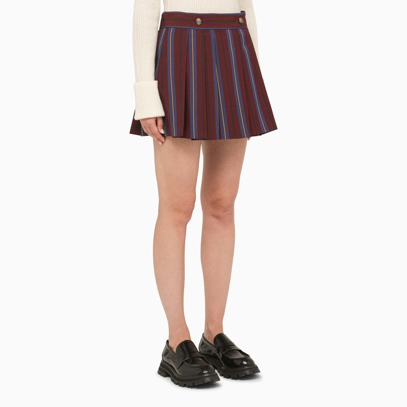 Burgundy striped asymmetrical skirt