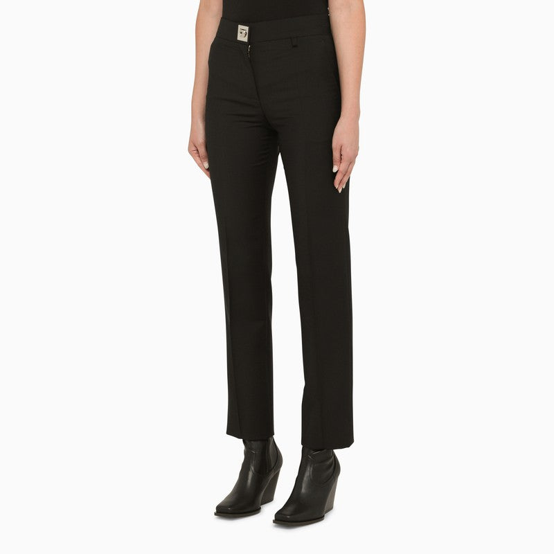 Black wool and mohair skinny trousers