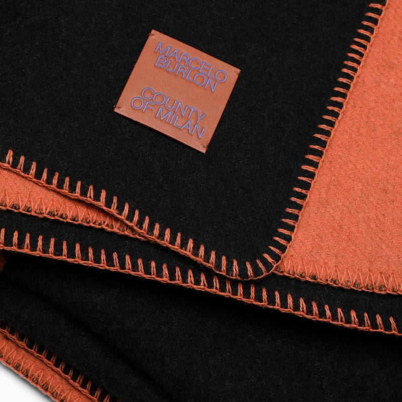 Black/orange wool blanket