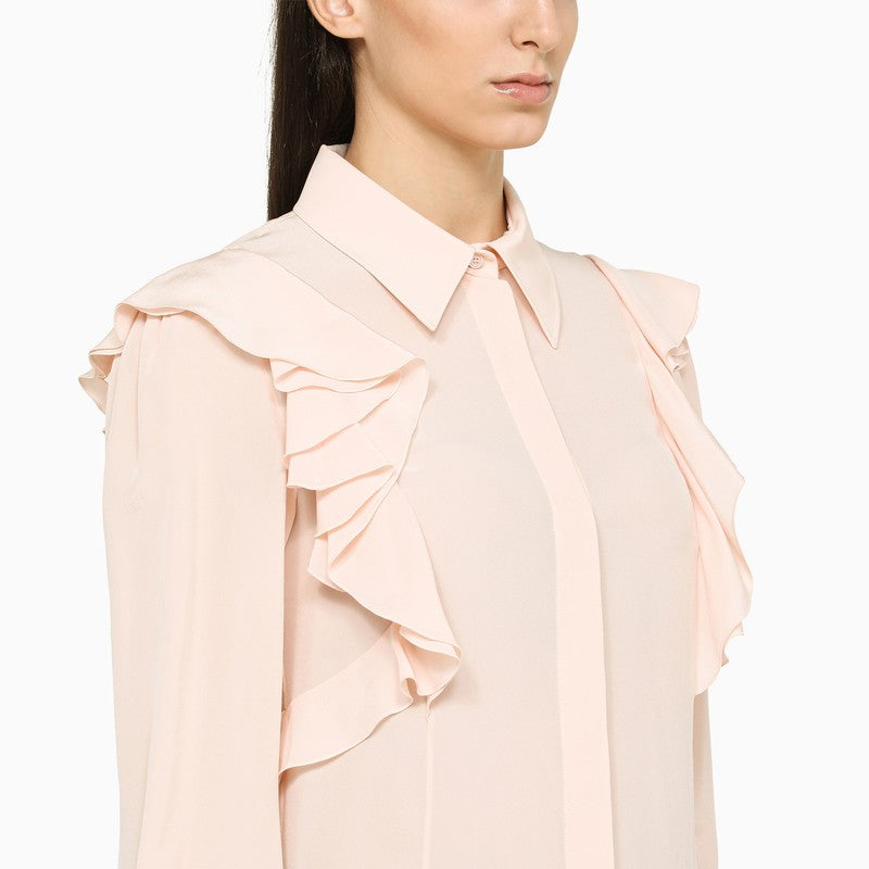 Powder blouse with ruffles