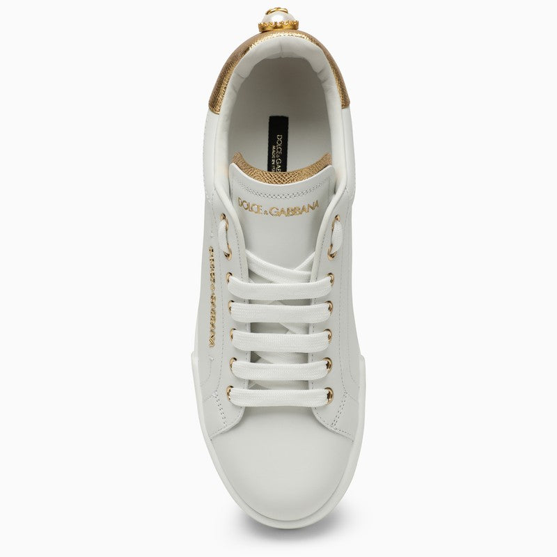 White/gold Portofino sneakers with pearl