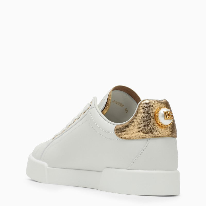 White/gold Portofino sneakers with pearl