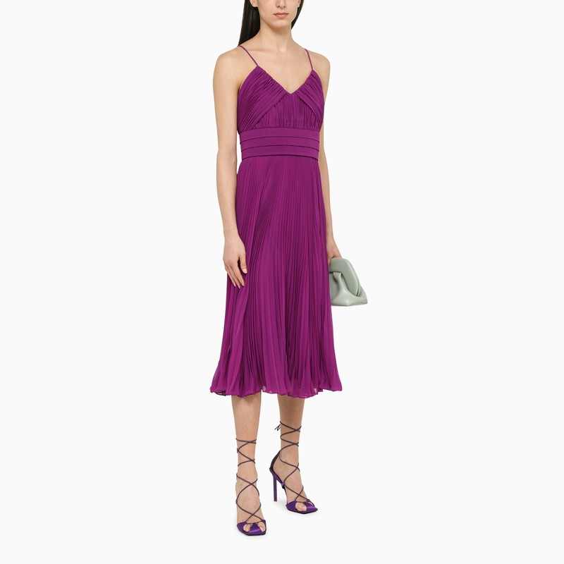 Purple pleated midi dress
