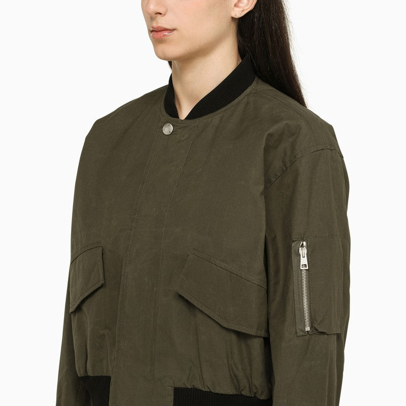 Khaki cotton bomber jacket