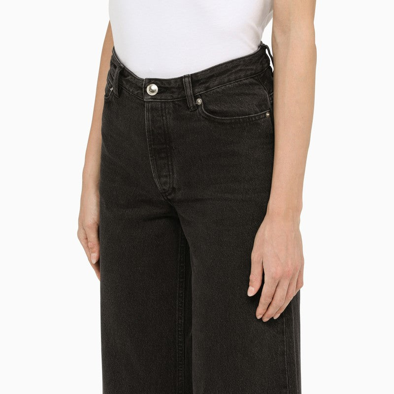 Black washed cropped jeans
