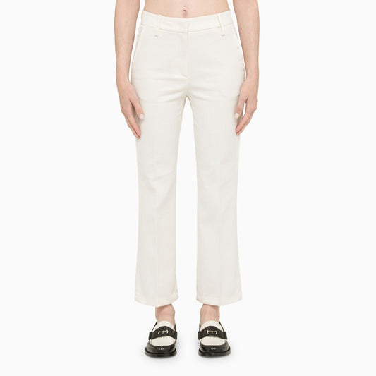 White boot-cut trousers