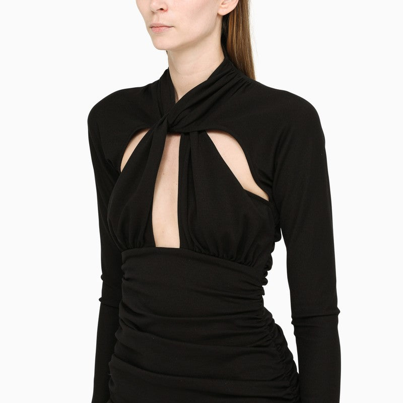 Black draped sheath dress