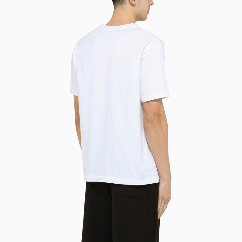 White crew-neck T-shirt with logo