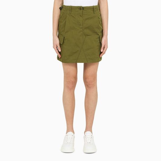 Green cotton cargo miniskirt