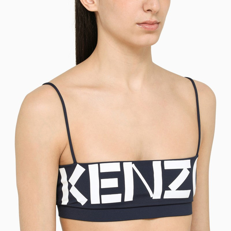Cropped blue top with logo
