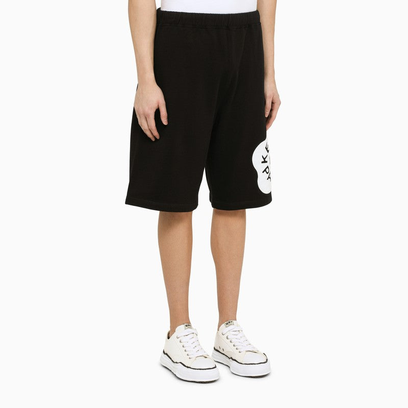 Black cotton sports bermuda shorts