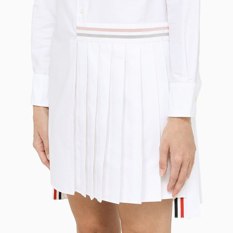 White cotton poplin shirt dress