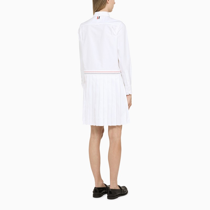 White cotton poplin shirt dress