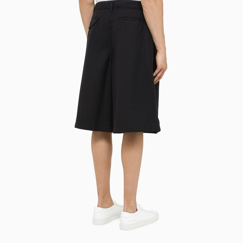 Wool-blend navy bermuda shorts