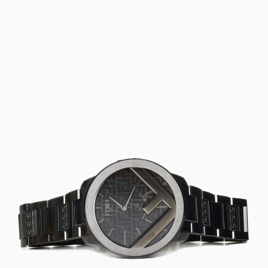 41 mm round watch with F is Fendi logo black
