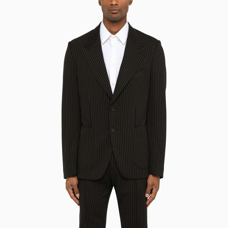 Black pinstripe single-breasted jacket