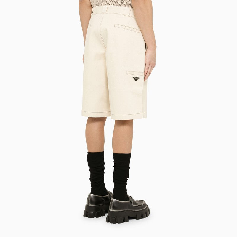 Ivory cotton bermuda shorts