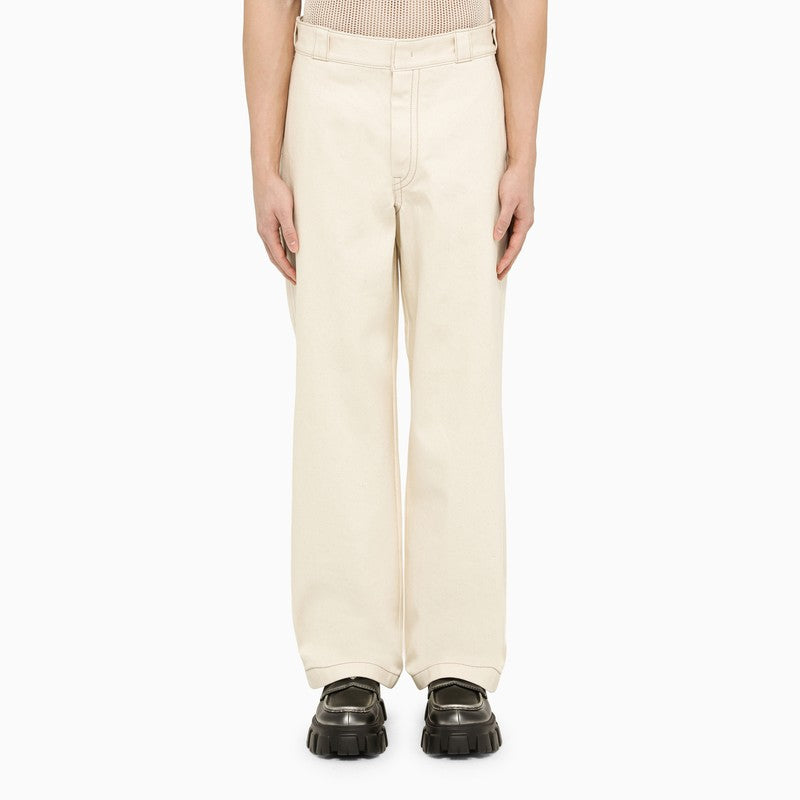 Ivory cotton trousers