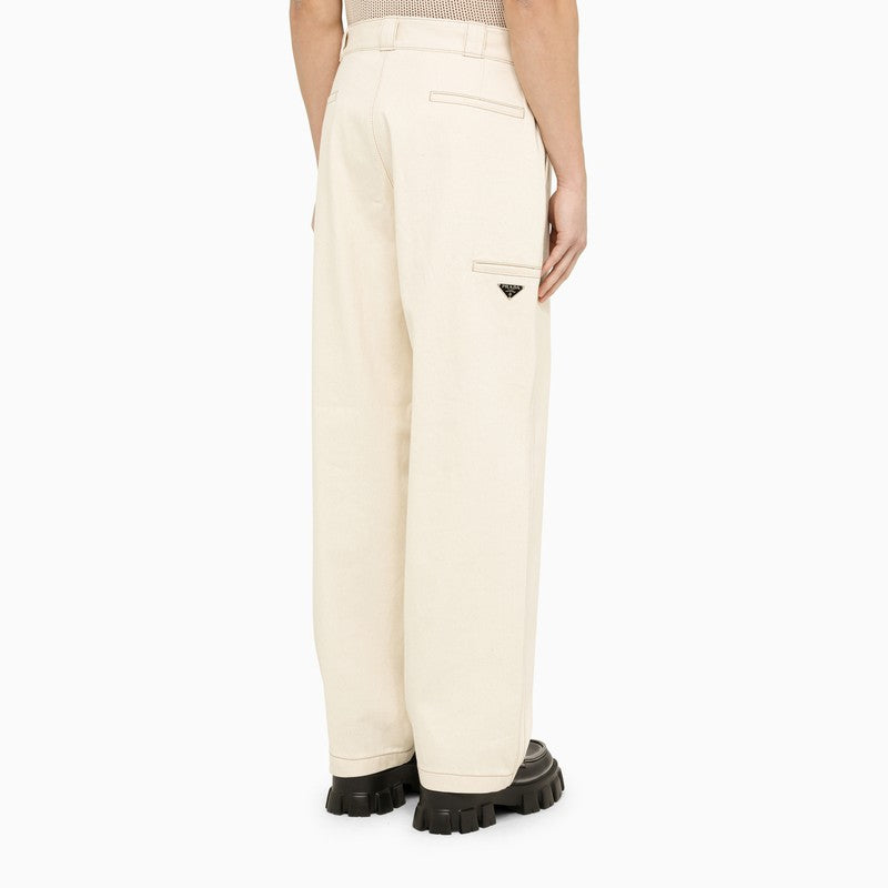 Ivory cotton trousers