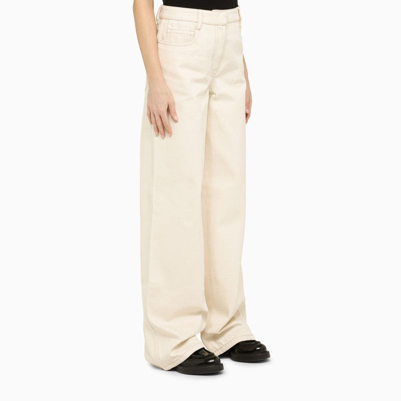 Ivory canvas wide trousers