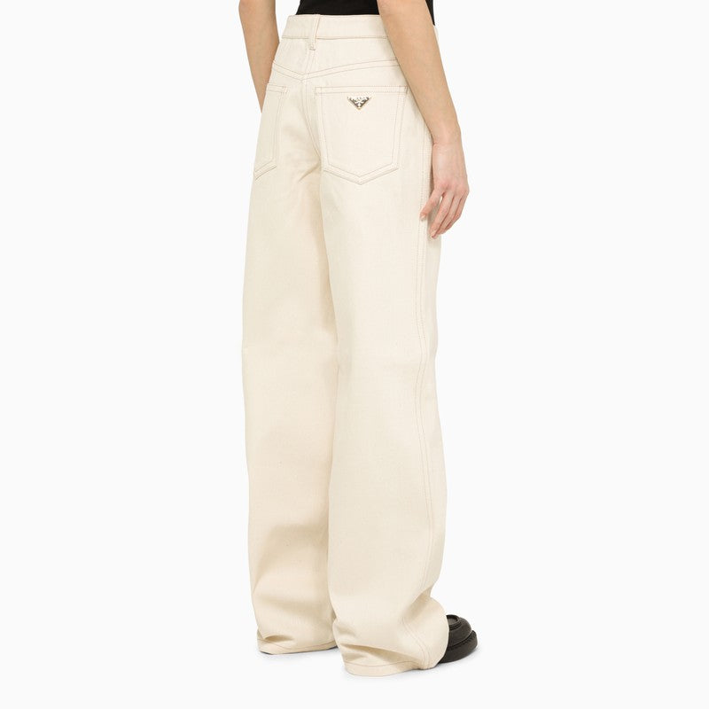 Ivory canvas wide trousers