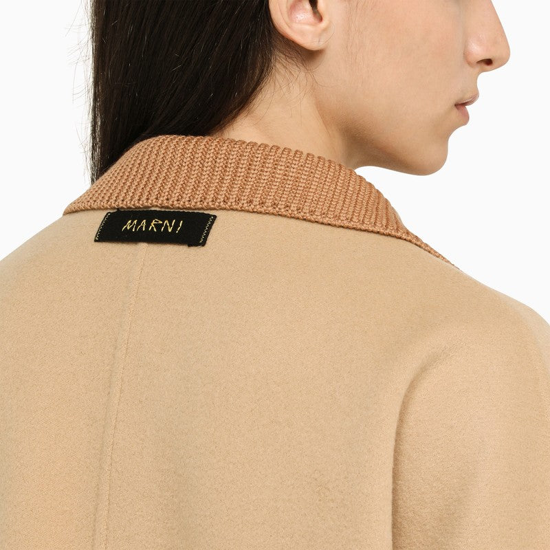 Camel jacket in wool and cashmere