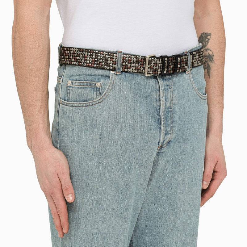 Leather belt with all-over studs