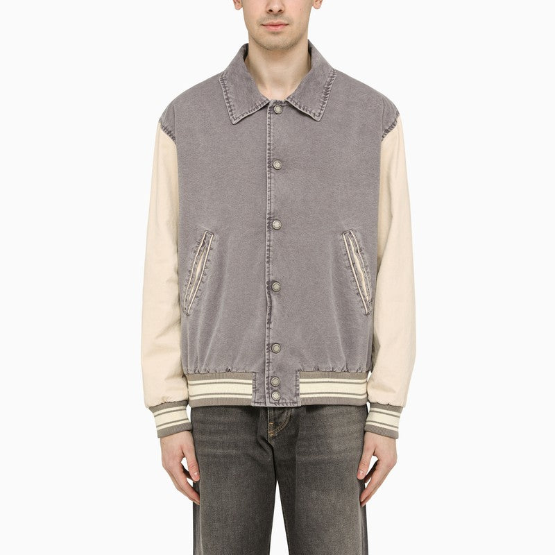 Lilac grey/marzipan cotton bomber jacket
