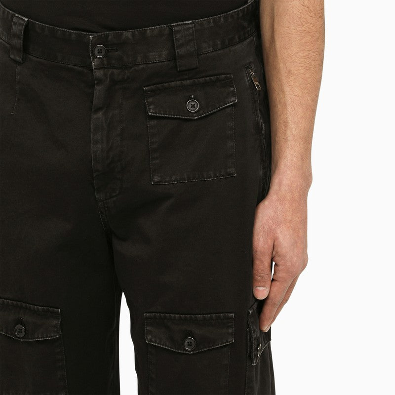 Black multi-pocket cargo trousers