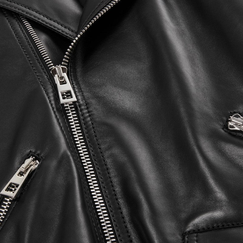 Black biker jacket in leather