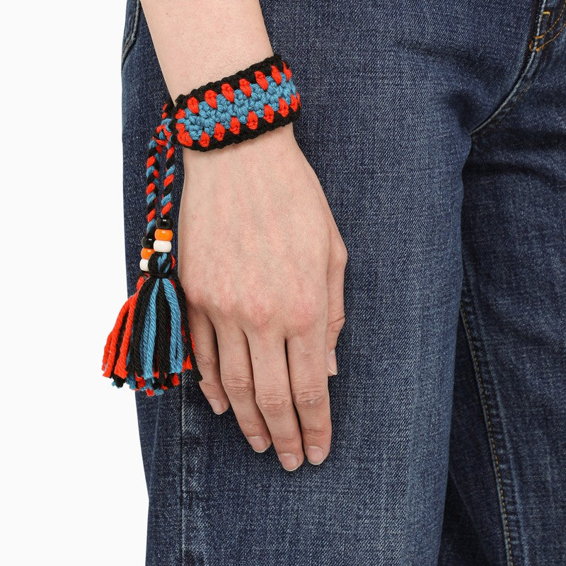 Blue wool braided bracelet
