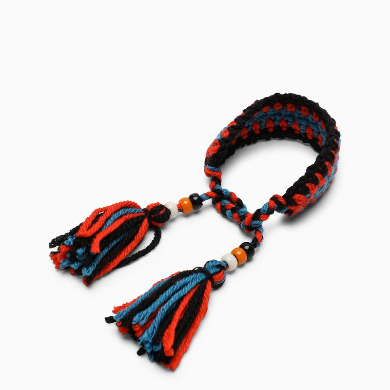 Blue wool braided bracelet