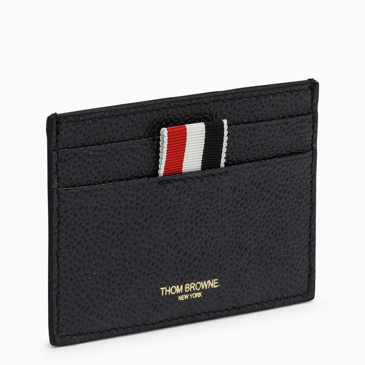 Navy grained leather card case