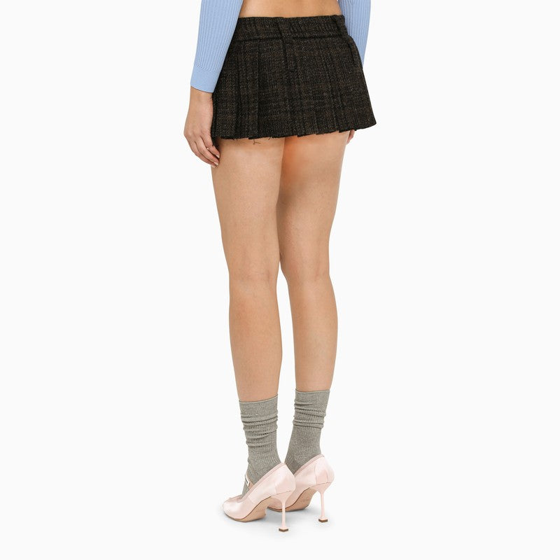 Ebony wool pleated mini skirt