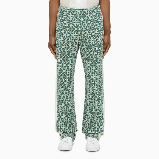 Green/white cotton trousers