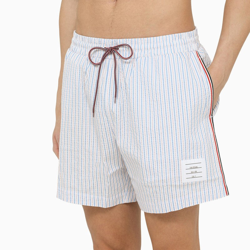 Light blue striped beach boxer shorts