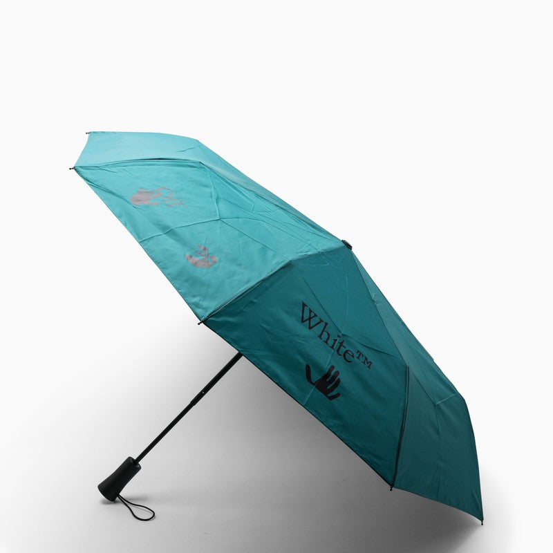 Small petroleum blue umbrella with logo print