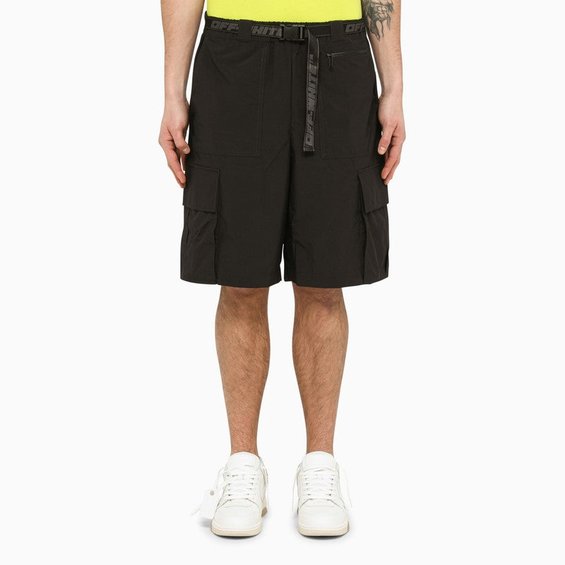 Black cargo bermuda shorts