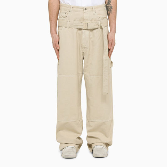 Beige baggy trousers