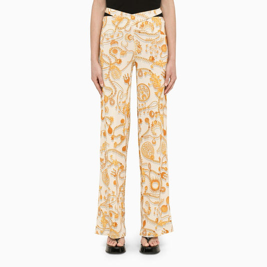 Ivory/gold stretch trousers