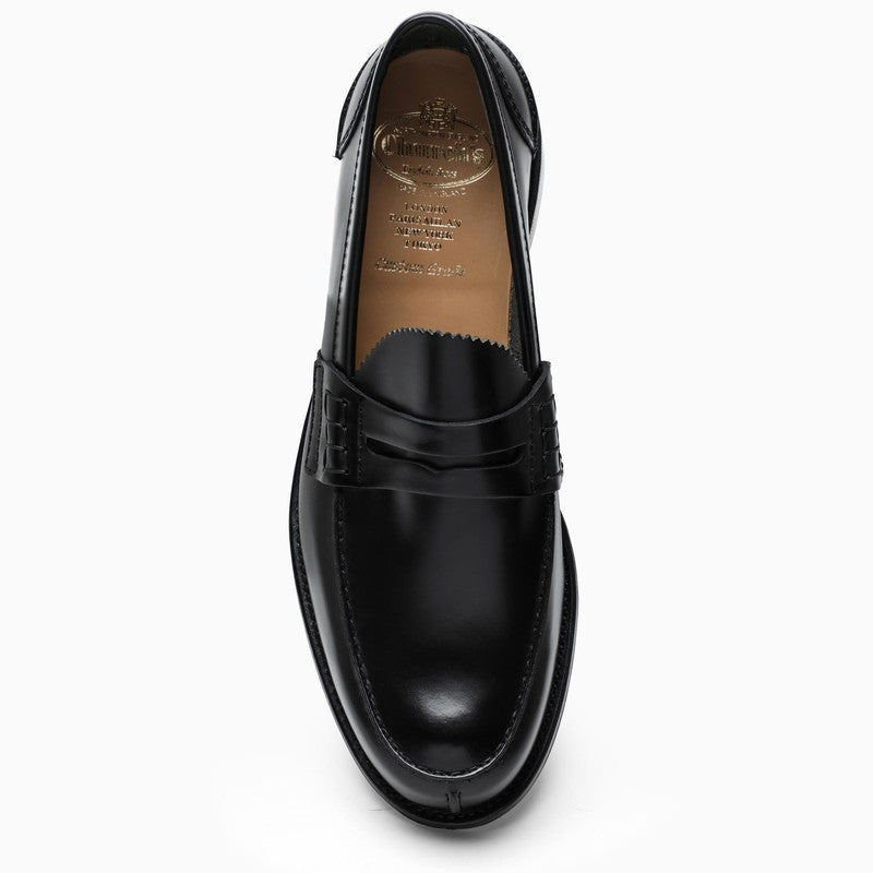 Black shiny leather Pembrey loafers
