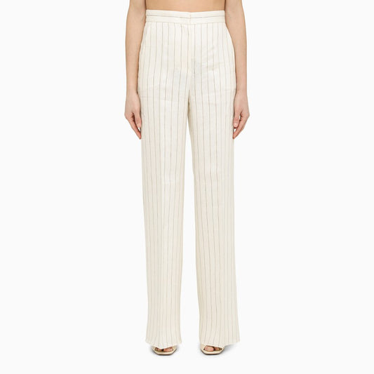 Regular white pinstripe trousers