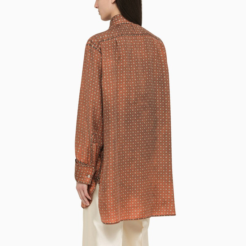 Papaya shirt with foulard print