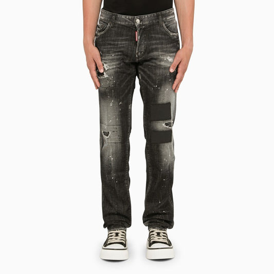 Slim black washed jeans S74LB1222S30357/M_DSQUA-900