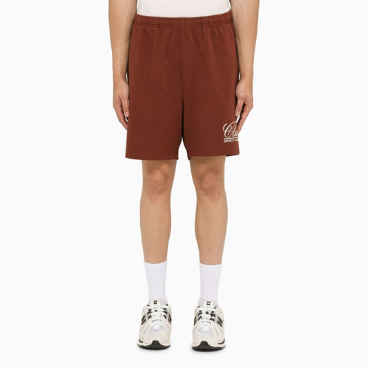 Brown bermuda trousers with print