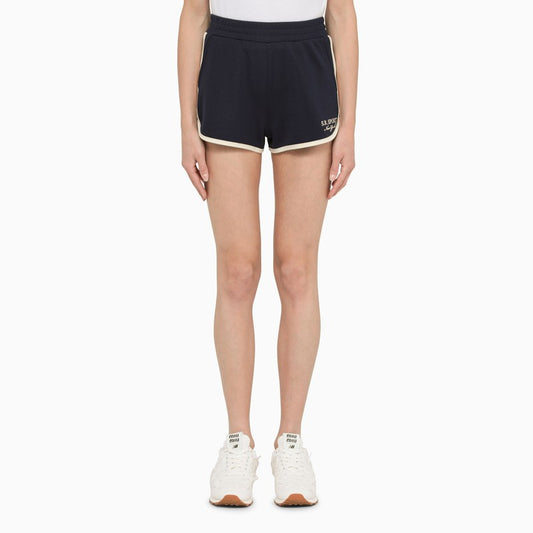 Navy cotton-blend shorts